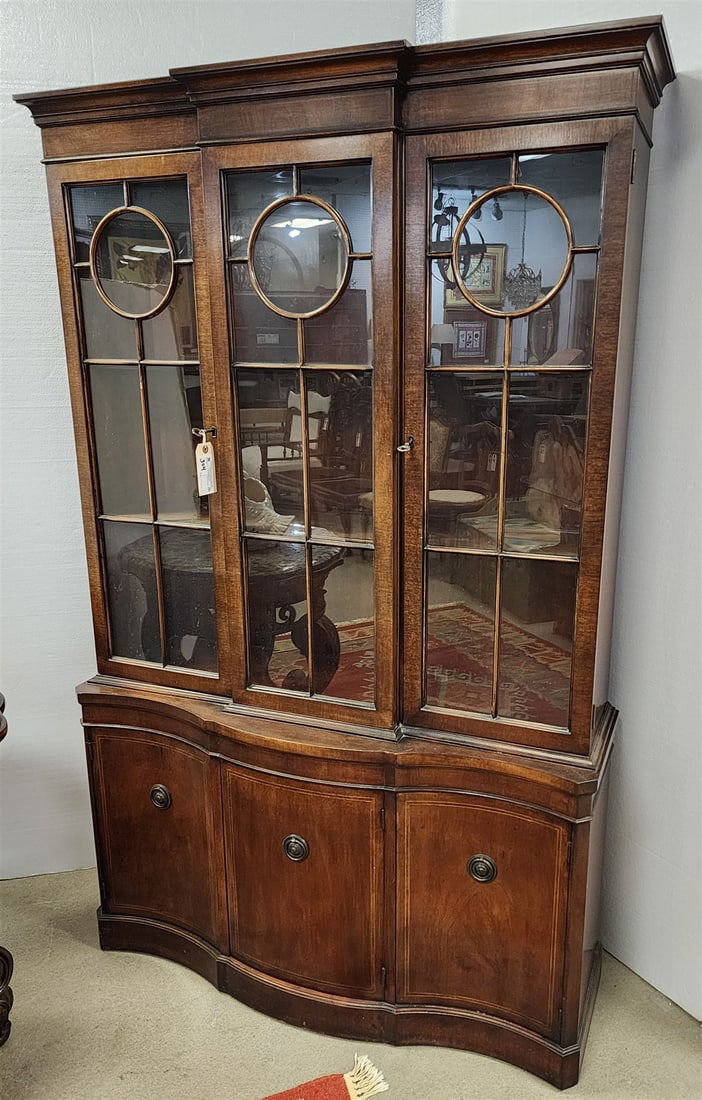 John Stuart Mahog China Cabinet 70"H X 43 1/2"W X 14 1/2"D (1 of 3)