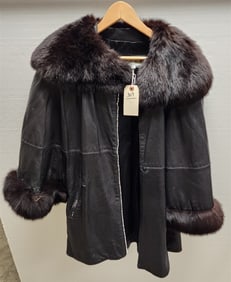 Lillie Ruben Leather Fur Trim Jacket