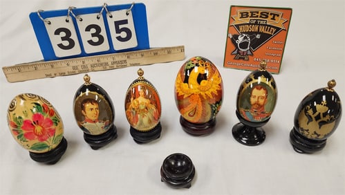 tray 6 russian lacquered eggs