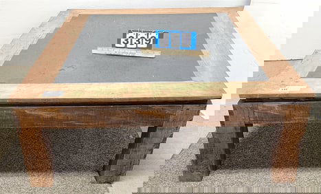 Wooden Coffee Table W/ Slate Top 16"H X 41 3/4"W X 47 1/4"D