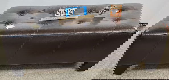 Leather Uphols Ottoman 17"H X 49"W X 24"D