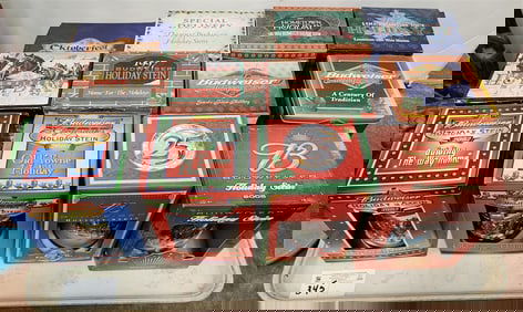 Tray 12 BXx'd Budweiser Holiday Steins 1992-93-94-95-96-97-98-99, 02,03,04,05