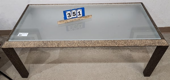 Metal Glass Top Coffee Table 18 1/2"H X 4'W X 2'D