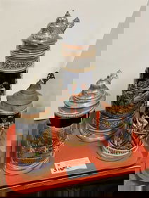 Tray 3 German Steins 13 1/2", 9 1/2" + 8 1/2"