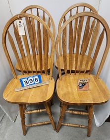 Oak 4 Pc Swivel Seat Counter Chairs