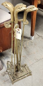 Brass Fire Tools W/ Eagle Head Handles