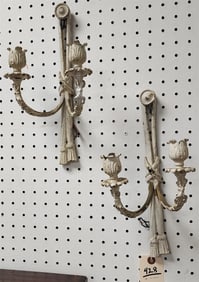 Pr Brass Candle Wall Sconces 13"H X 6 1/2"W X 5"D