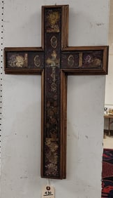 Wooden Cross Shadow Bx 24 1/2" X 15" Sgnd Vaquero Mexico