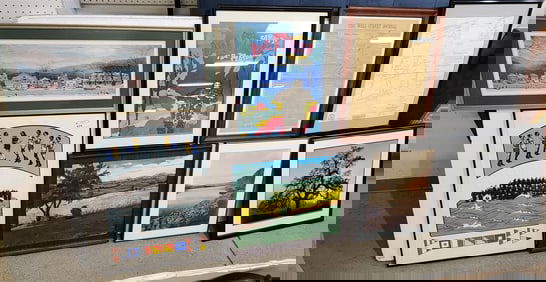 Lot 8 Framed Items O/C, Sgnd Lithos, Photos, Prints