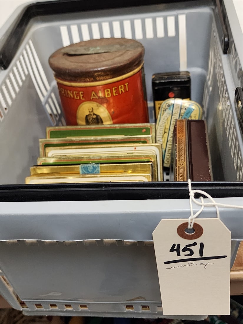 Basket Tins- 9 Cigarette, Tobacco Etc: Basket Tins- 9 Cigarette, Tobacco Etc