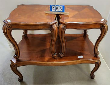 Cherry Coffee Table 19"H X 50"W X 20"D W/ Pend Stand 22"H X 26" Sq