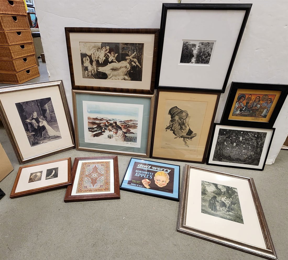 Bx 11 Framed Items- Ptg, Engr, Etching, Photos, Lithos (1 of 9)