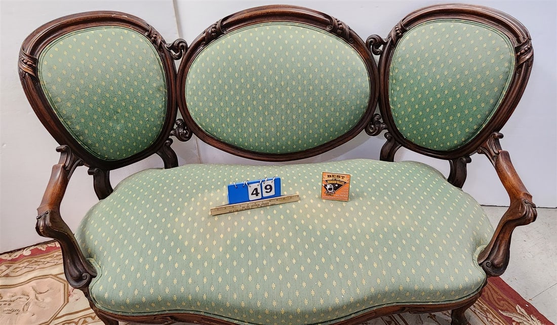 Vict Walnut Frame Sofa 39 1/2"H X 5'7"W X 24"D (1 of 4)