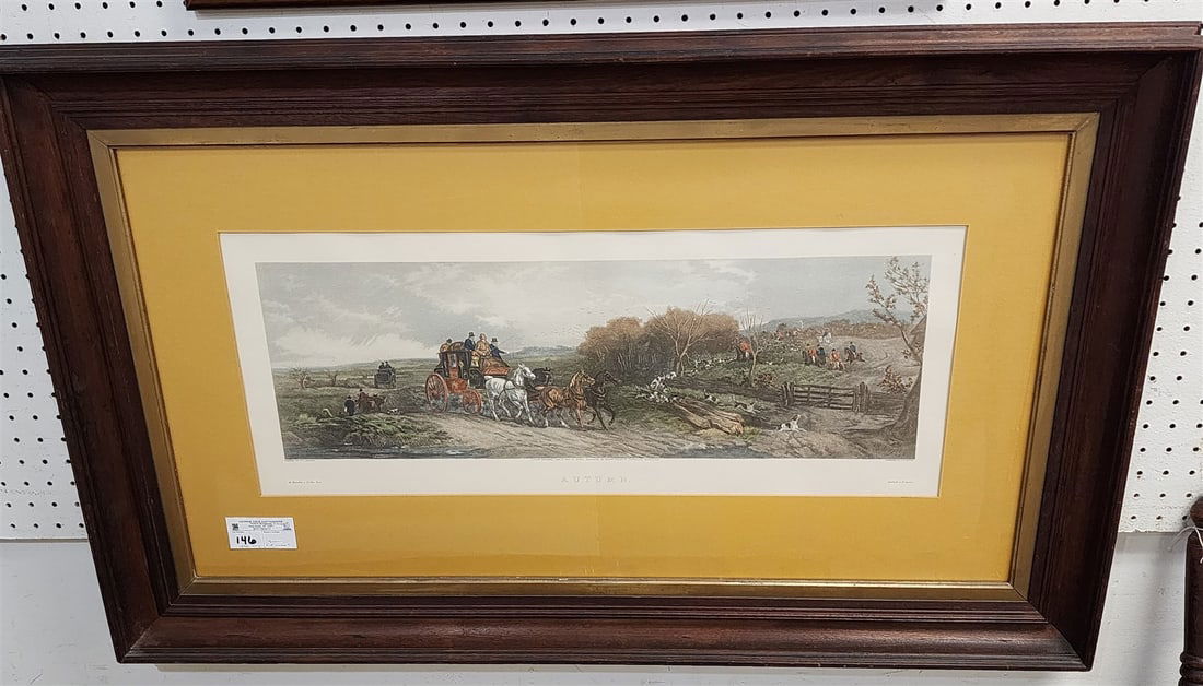 Vict Black Walnut Framed 1896 Engr"Autumn" 11" X 28" W/ Frame 25 1/2" X 41 1/2" (1 of 5)