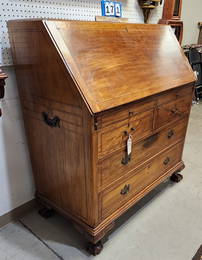 C1870 Chippendale Inlaid Mahog Slant Front Desk 51"H X 45 1/2"W X 24 1/2"D