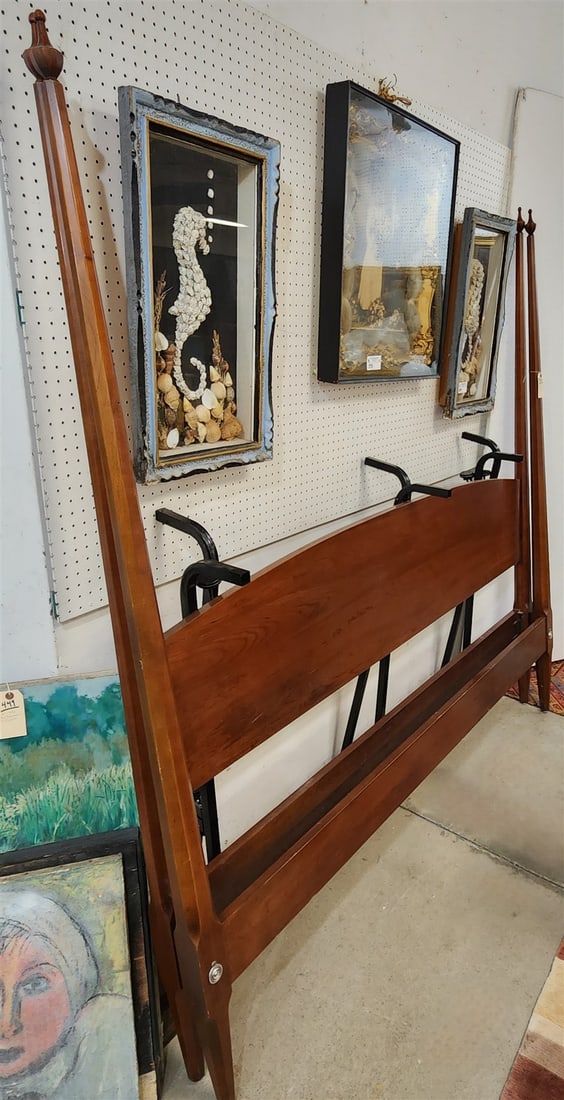 Harden 3 Pc Cherry Bed Set- 7 Drawer Chest 36"H X 62"W X 20"D, King Poster Bed 6'10"H X 82"W + 2 (1 of 5)