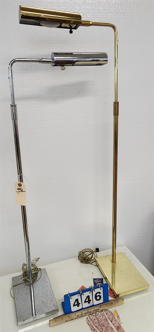 Pr Floor Lamps Chrome + Brass 39" (1 of 1)