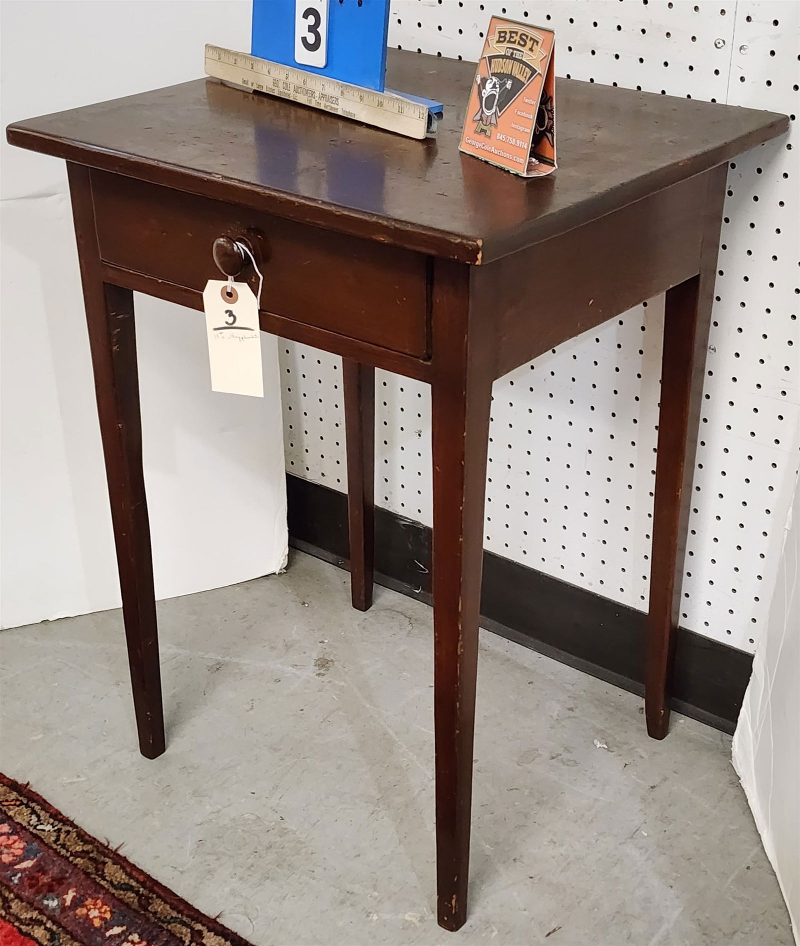 19th c Hepplewhite 1 Drawer Stand 26"H X 19 1/2"W X 17 1/2"D (1 of 4)