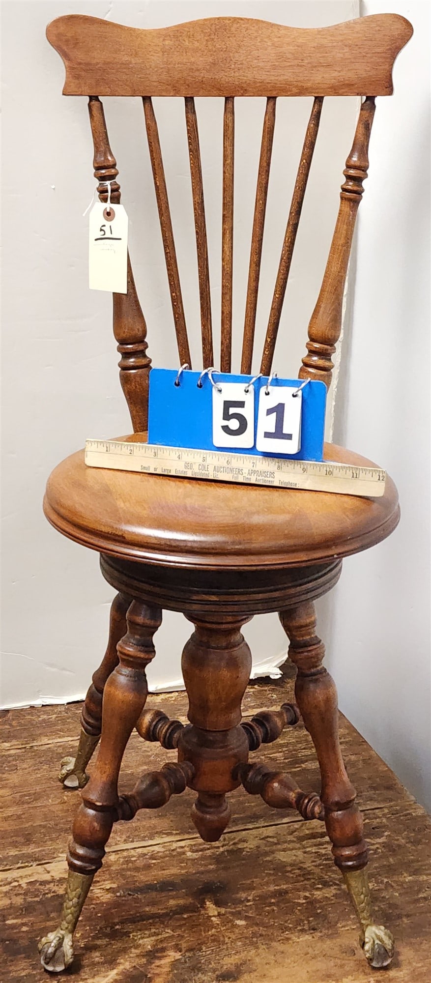 Vintage mahog Adjustable Piano Stool 35 1/2"H X 14"W (1 of 2)