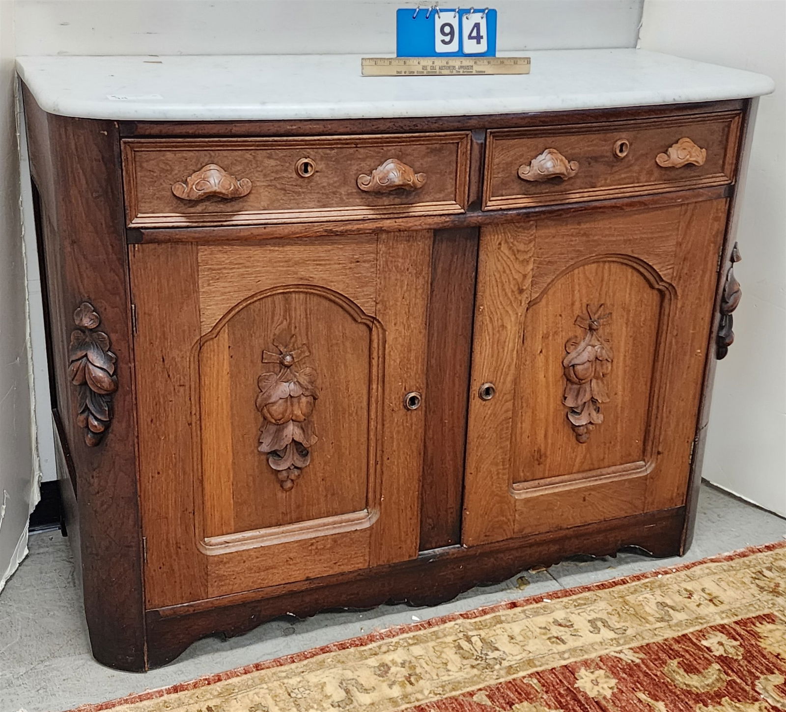 Vict Walnut Marble Top Sideboard 36 1/2"H X 49 1/2"W X 22"D (1 of 5)