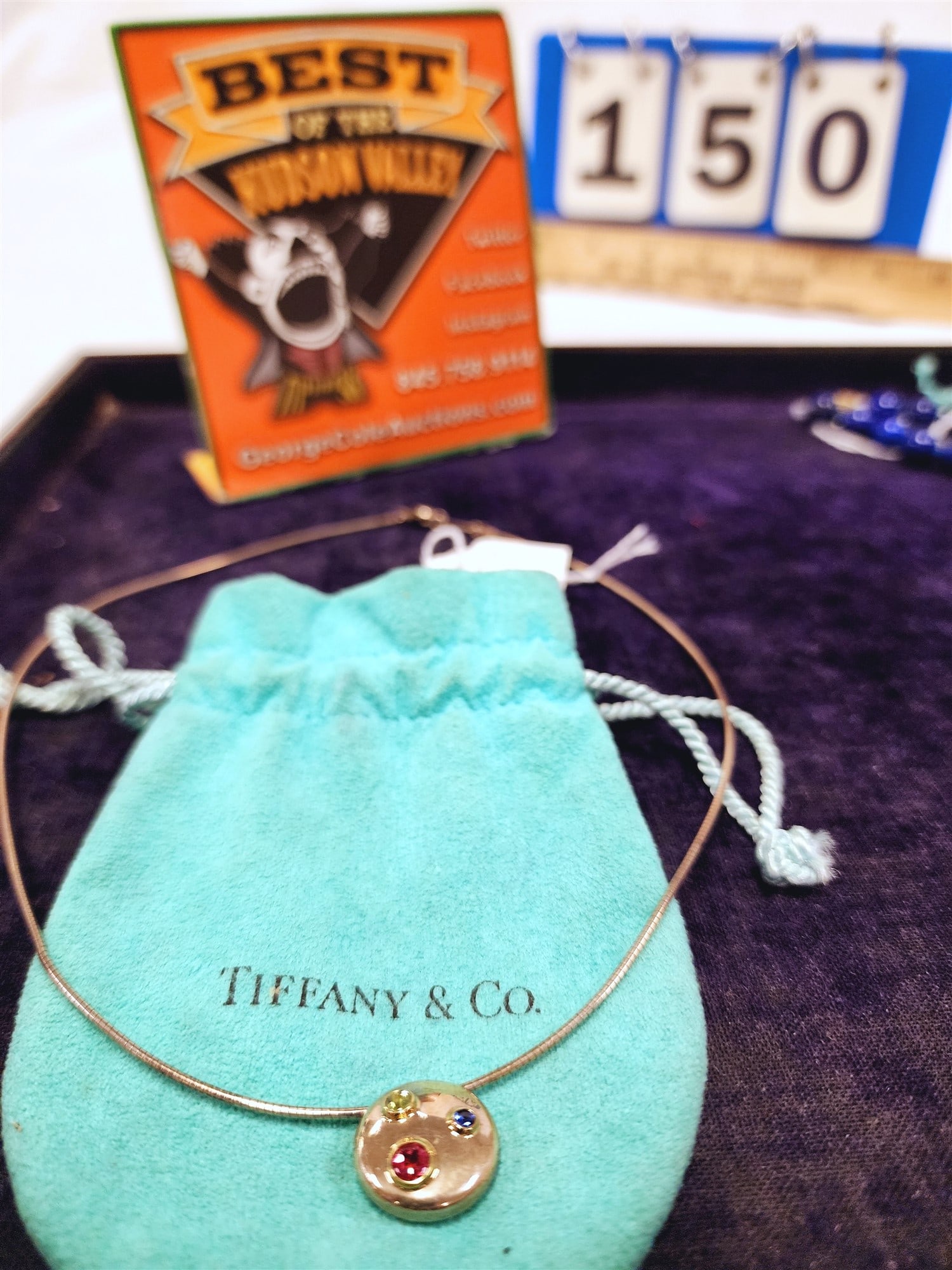 Tiffany Sterl + 18K Necklace + Pendant W/ 3 Stones (1 of 5)