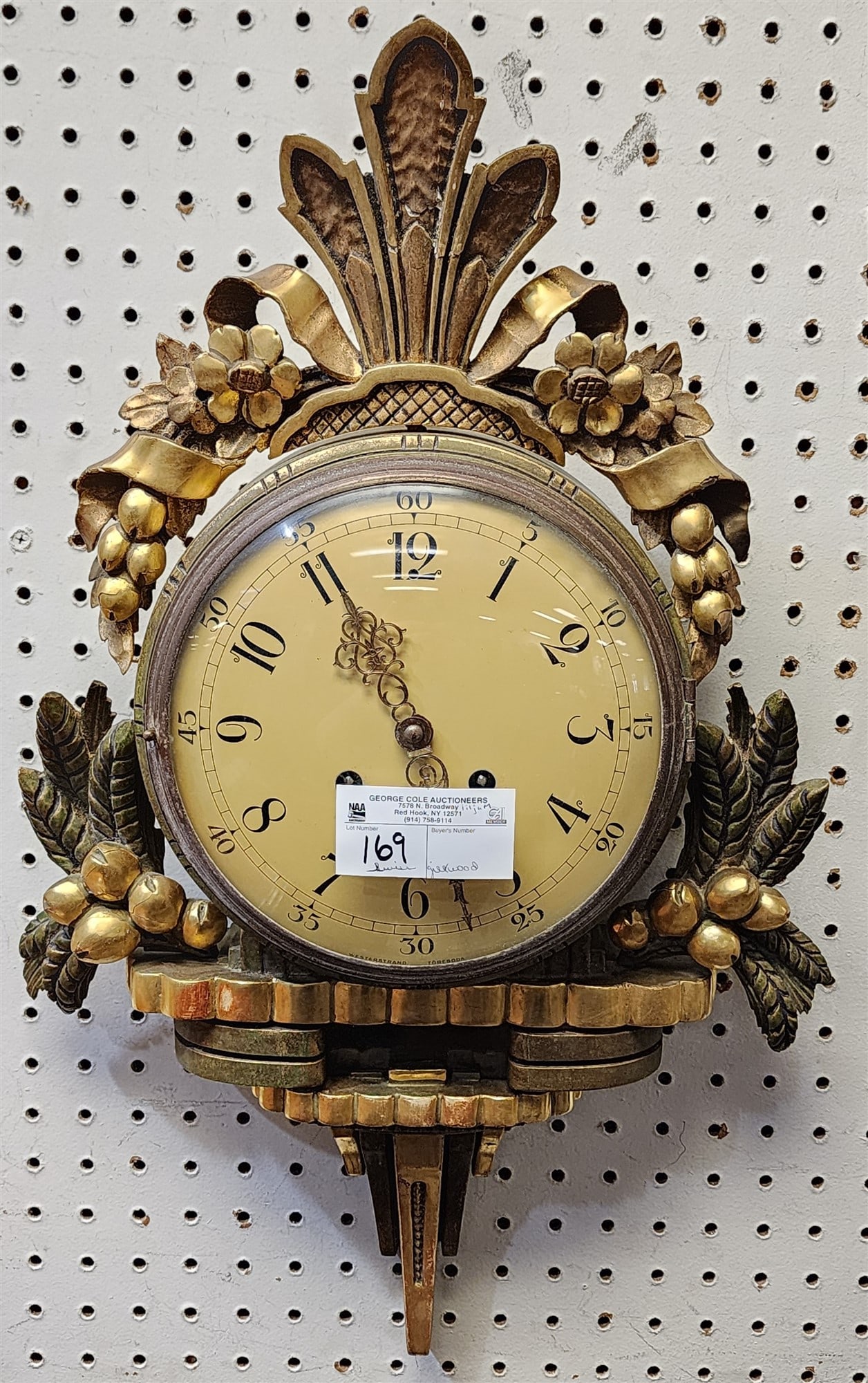 Swiss Giltwood Wall Clock 23" X 14 1/2" (1 of 7)