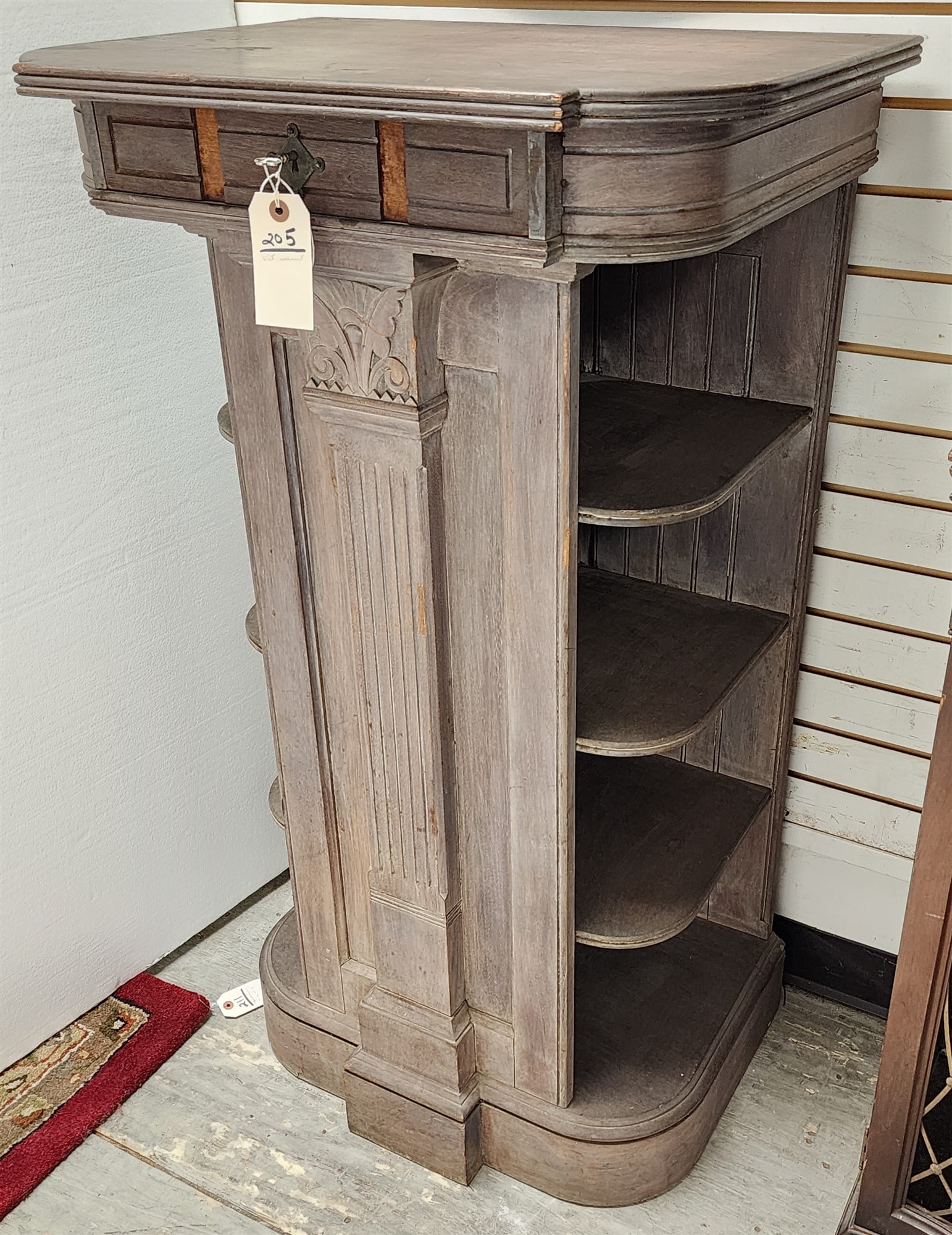 Vict Walnut 1 Drawer Pedestal W/ Bookcase Sides 46 1/2"H X 26"W X 20"D: Vict Walnut 1 Drawer Pedestal W/ Bookcase Sides 46 1/2"H X 26"W X 20"D