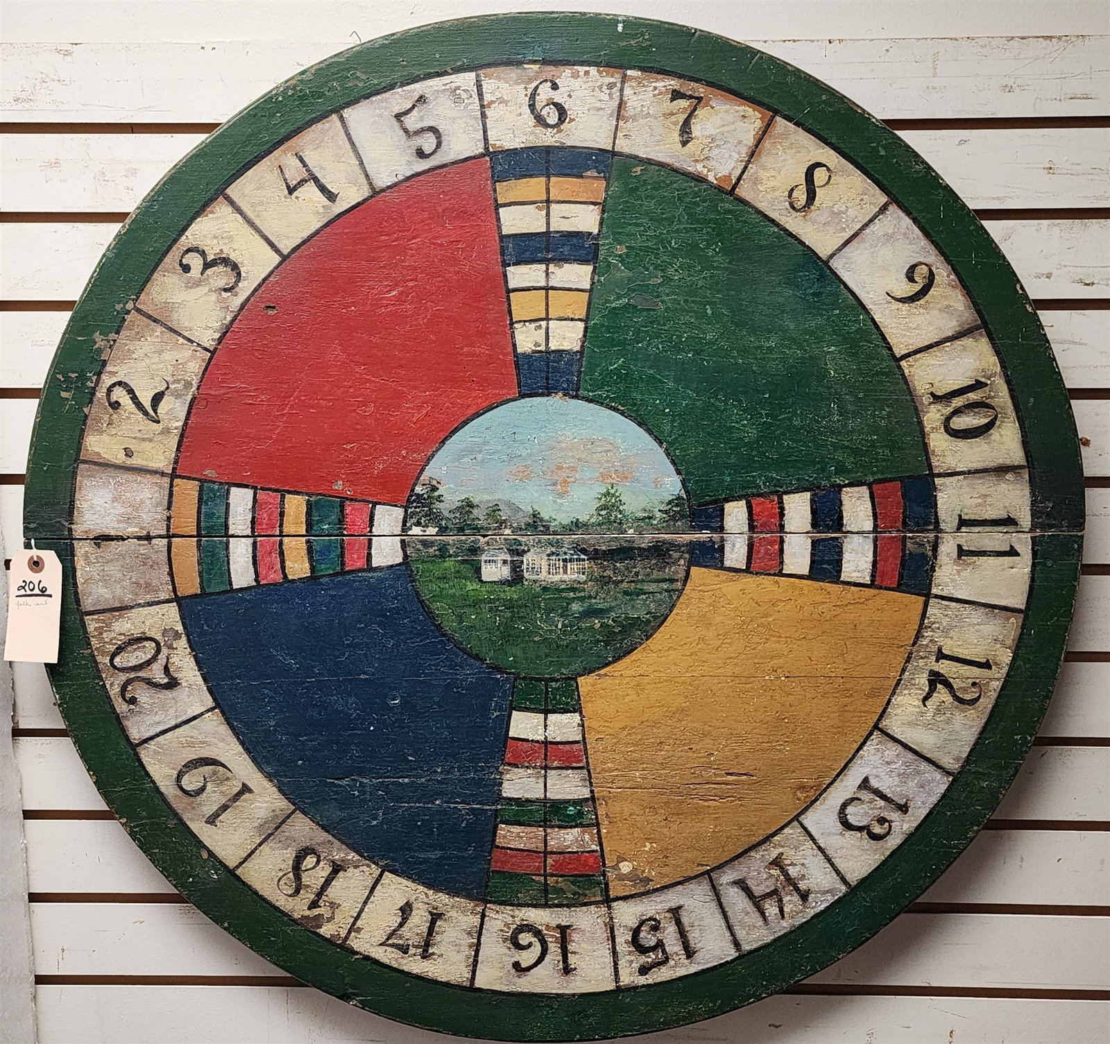 Folk Art Roulette Prize Wheel 34 1/2" Diam: Folk Art Roulette Prize Wheel 34 1/2" Diam