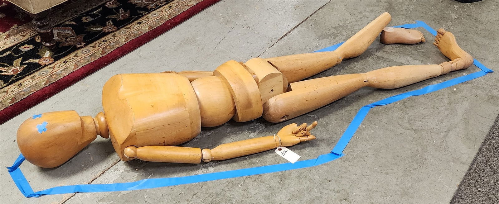 Wooden Jointed Posing Model- Missing Ankle + Hand W/ Part Of Support Base 6'4" "What Did Him In ? - (1 of 5)