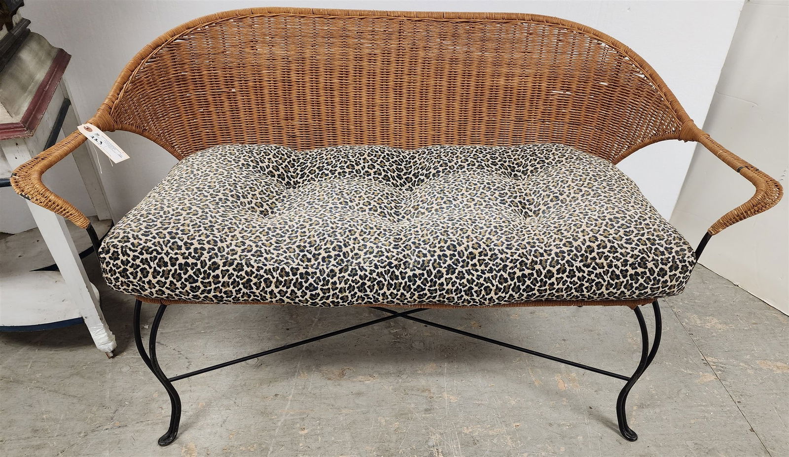 Mid Century Wire Frame Wicker Settee 31 1/2"H X 52"W X 23"D (1 of 5)