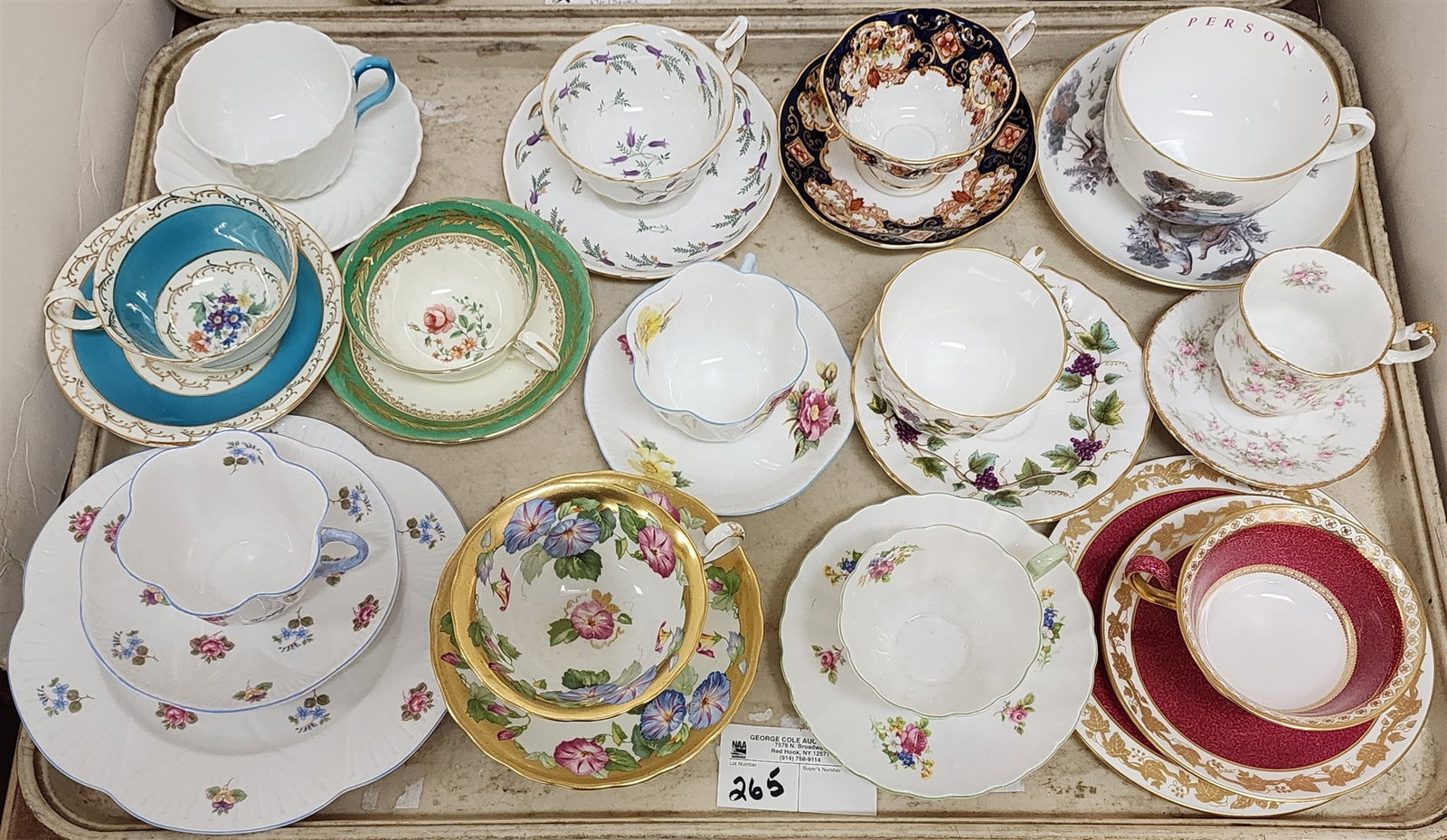 Tray 13 Cups And Saucers Coll Incl Shelley Royal Worcester, Royal Albert, Royal Chelsea Etc: Tray 13 Cups And Saucers Coll Incl Shelley Royal Worcester, Royal Albert, Royal Chelsea Etc