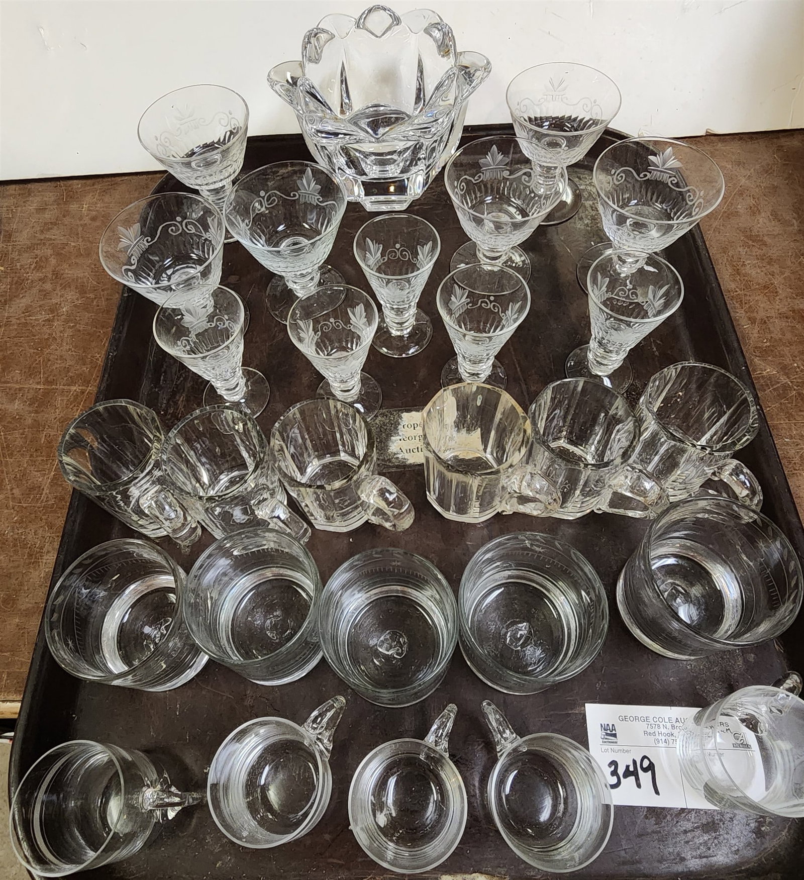 Tray Crystal Cut + Etched + Handblown Glasses: Tray Crystal Cut + Etched + Handblown Glasses