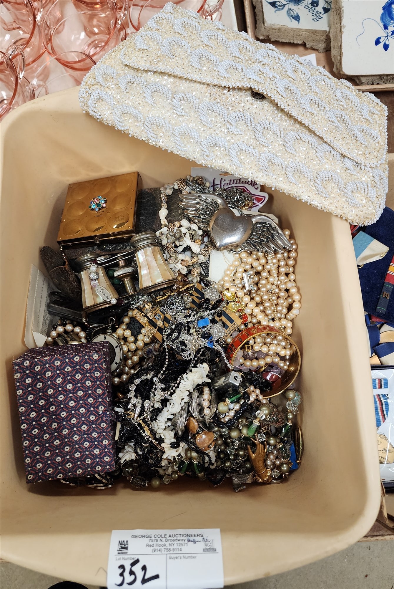 Tub Costume Jewelry, Compass, Beaded Purse, Paris MOP Opera Glasses Etc (1 of 2)