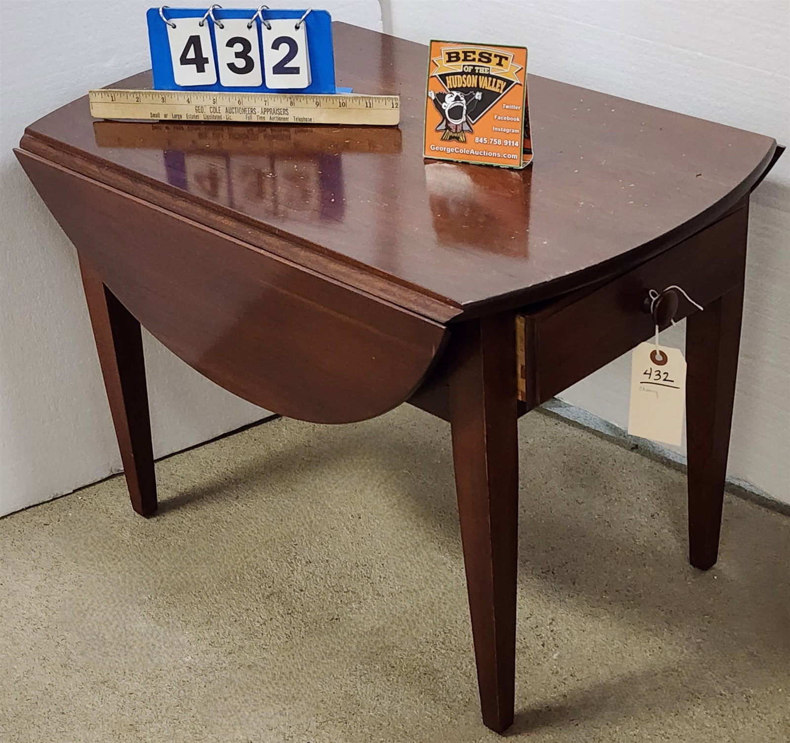 Cherry 1 Drrawer Drop Leaf Stand 18 1/2"H X 26 1/2"W X 18"D: Cherry 1 Drrawer Drop Leaf Stand 18 1/2"H X 26 1/2"W X 18"D