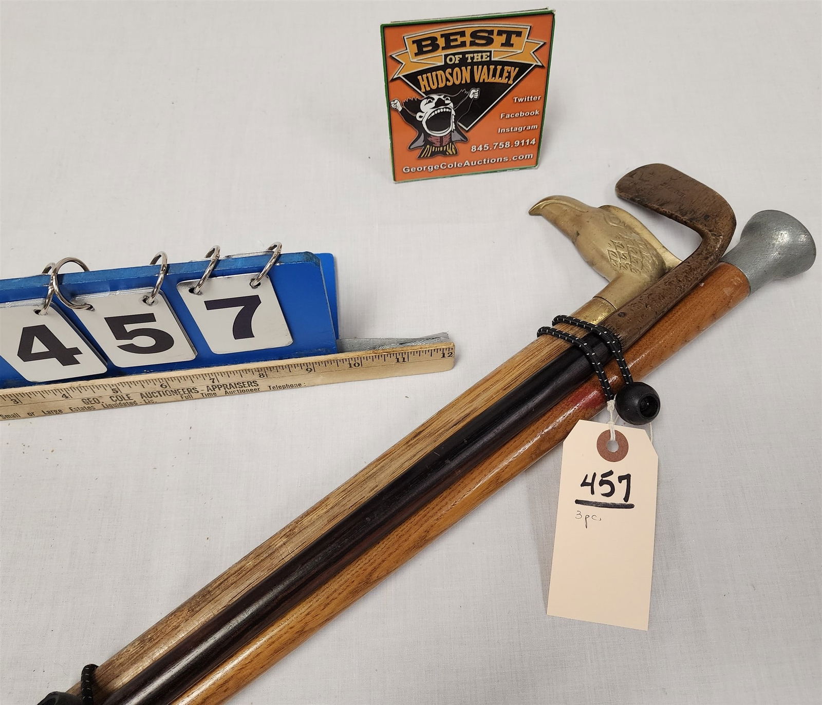 Lot 3 Canes- Brass Angel Head, Sounthern Comfort + Golf Club (1 of 2)