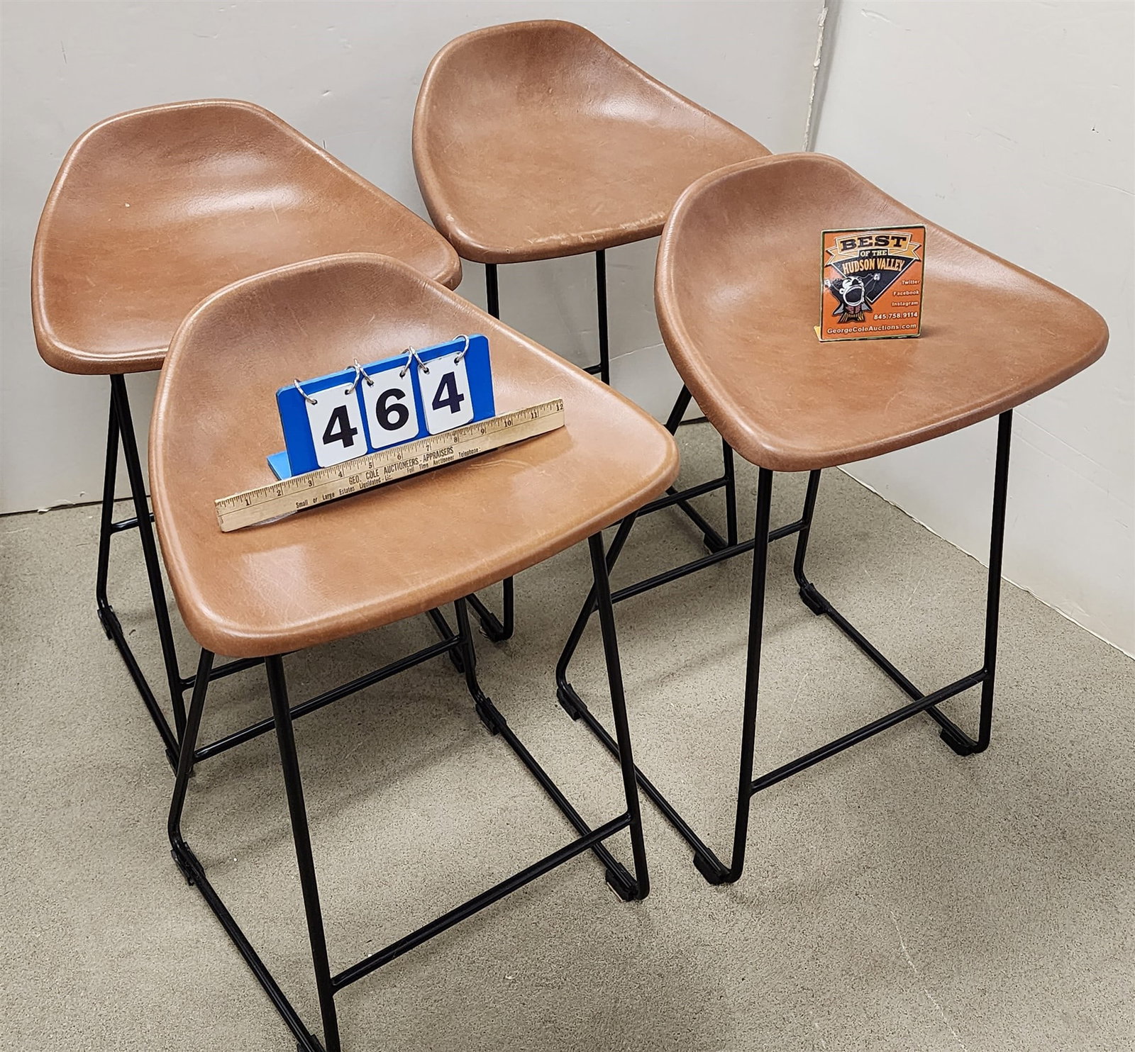 Set 4 Wrought Base Williams Sonoma Bremm Counter Stools 28"H X 17"W X 14"D: Set 4 Wrought Base Williams Sonoma Bremm Counter Stools 28"H X 17"W X 14"D