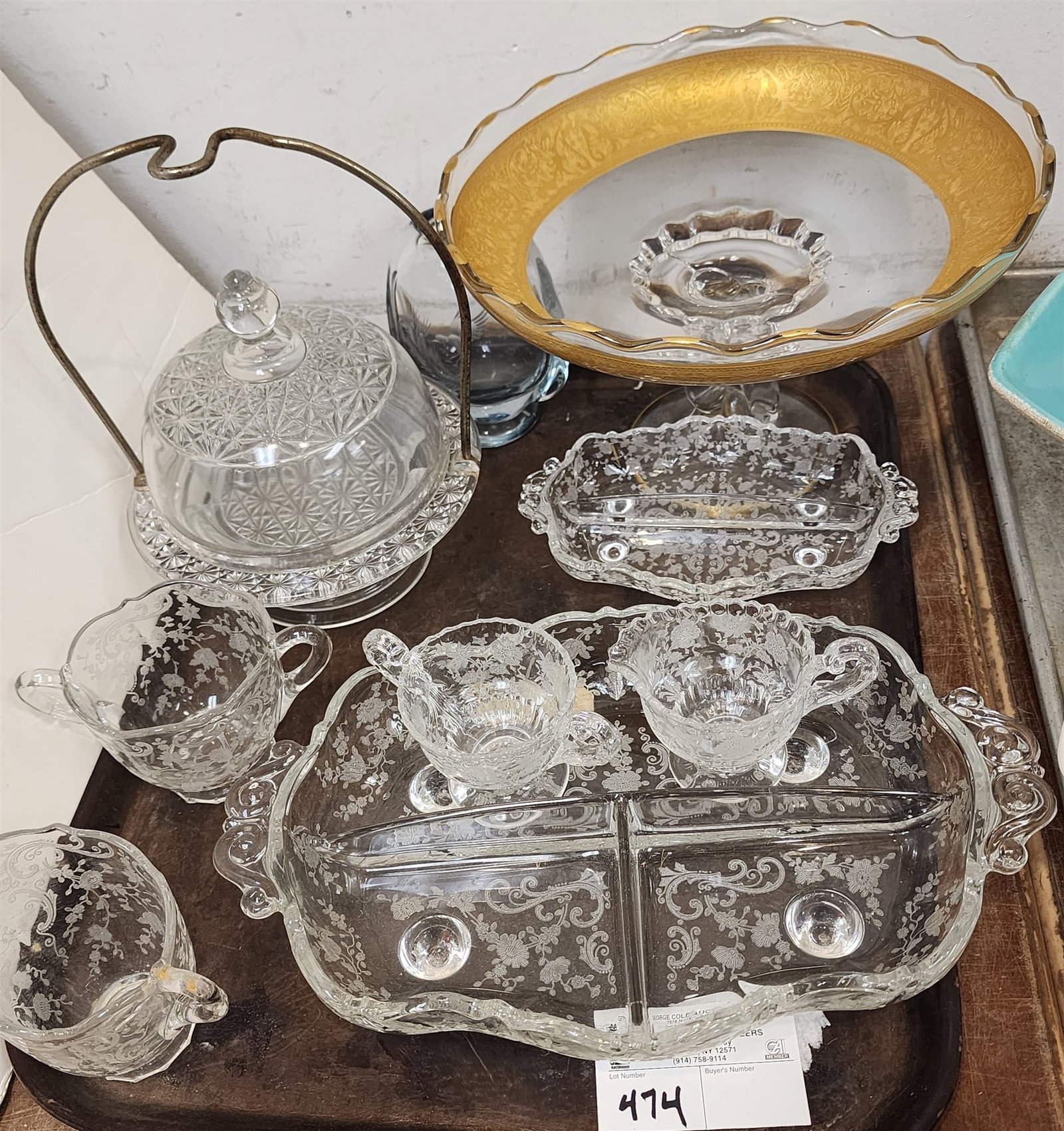 Tray Pressed- Etched Glass: Tray Pressed- Etched Glass