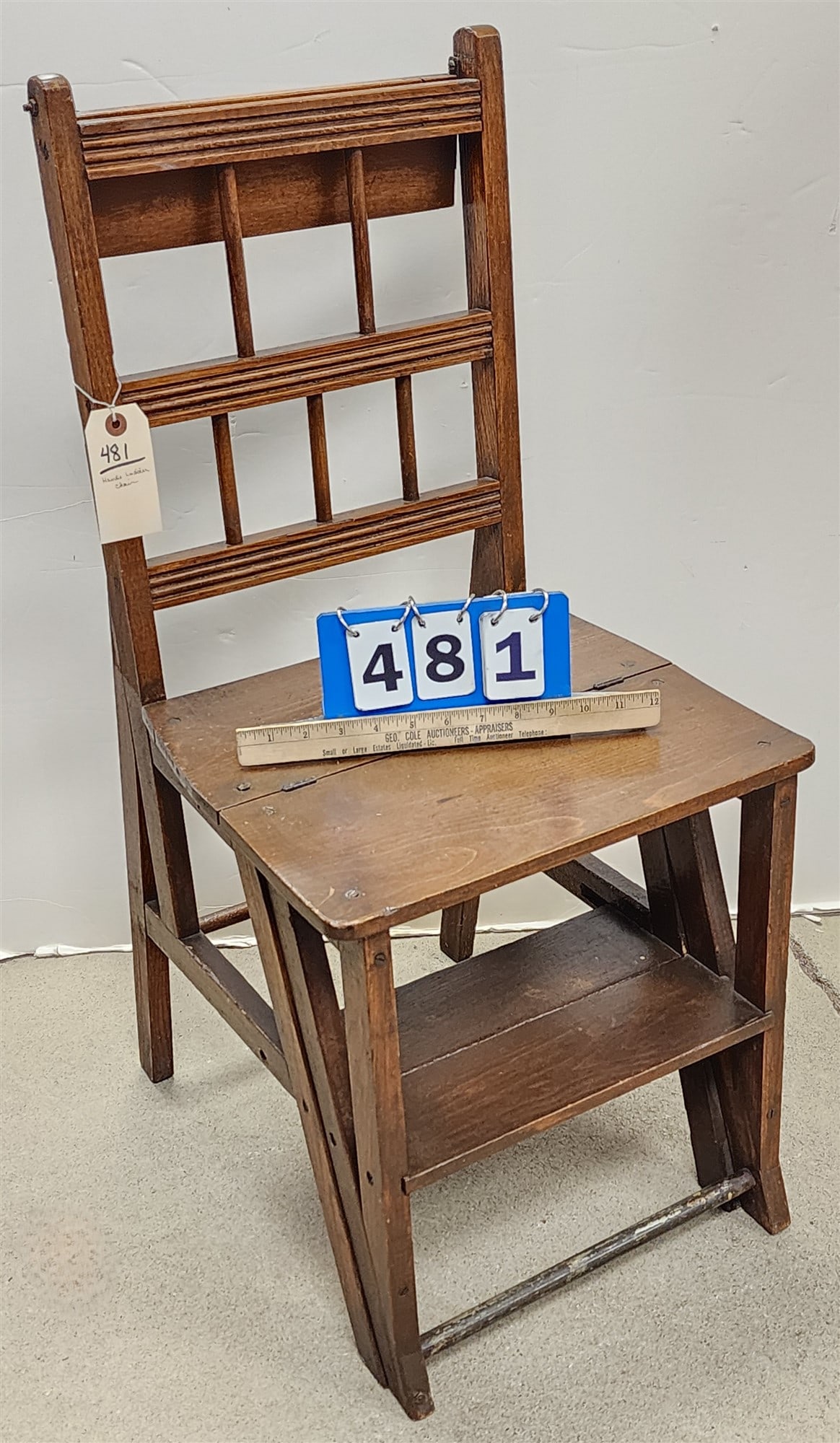 Vintage Hande Ladder Chair 34 1/2"H X 15 1/2"W X 13"D: Vintage Hande Ladder Chair 34 1/2"H X 15 1/2"W X 13"D