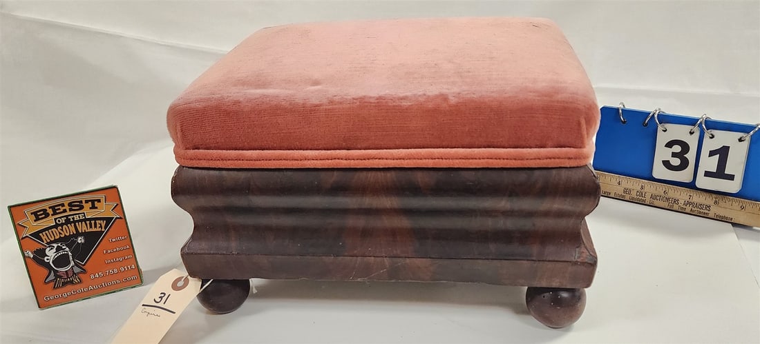 Empire Mahog Foot Stool 9"H X 14"W X 11 1/2"D: Empire Mahog Foot Stool 9"H X 14"W X 11 1/2"D