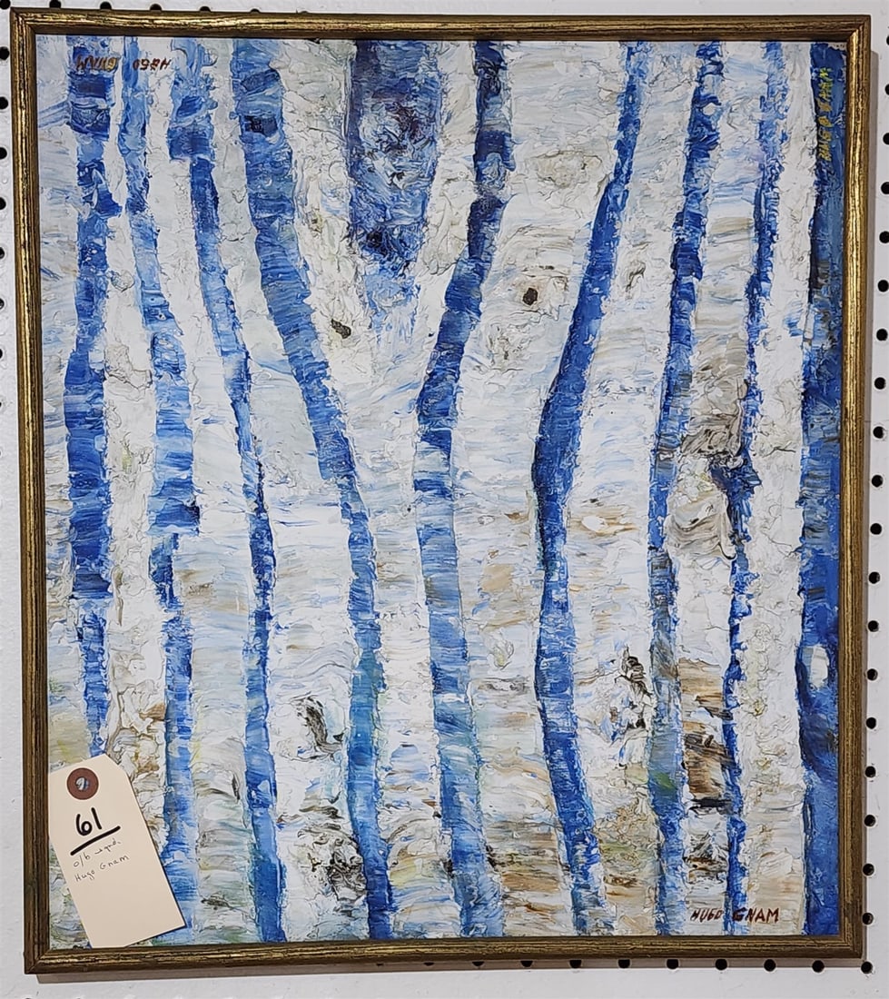 Framed Abstract O/B Sgnd Hugo Gnam 17 1/2"H X 15" (1899-1997): Framed Abstract O/B Sgnd Hugo Gnam 17 1/2"H X 15" (1899-1997)