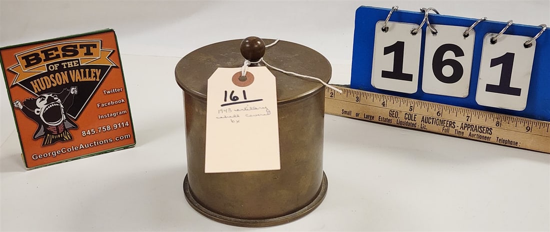 1943 Artillery Shell covered Bx 5"H X 4 3/4" Diam: 1943 Artillery Shell covered Bx 5"H X 4 3/4" Diam