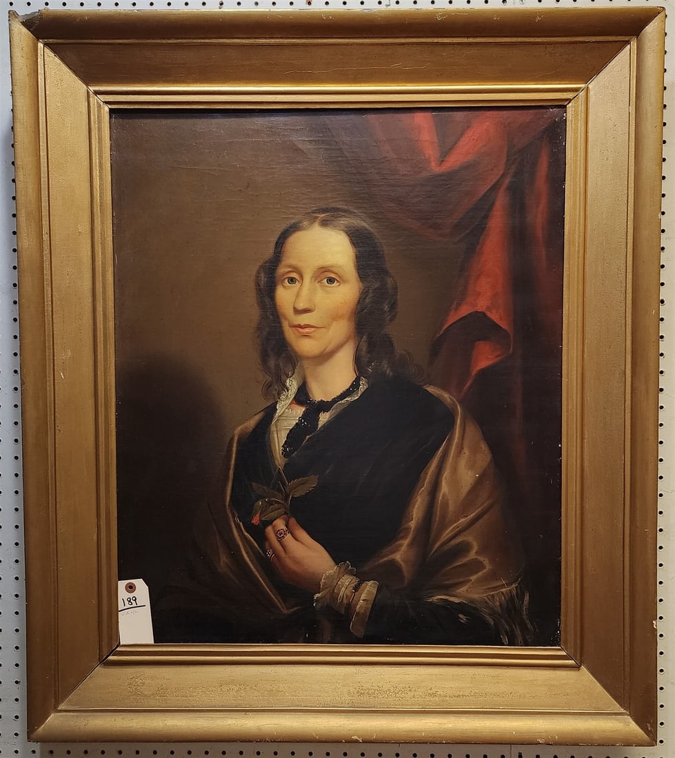 Vict Gilt Framed Portrait Of a Woman 30" X 25" W/ Frame 39" X 34" (1 of 4)