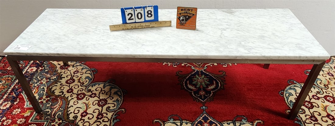 Steel Base Marble Top Coffee Table 16"H X 54"W X 18"D (1 of 3)