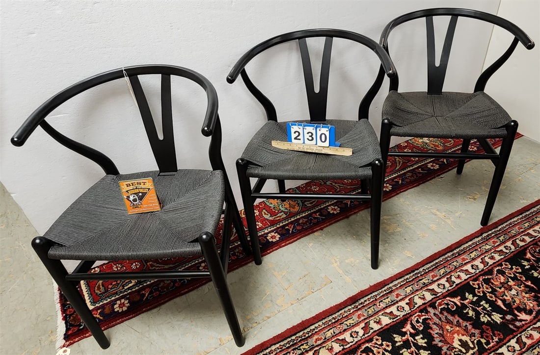 Set 6 Ebonized Rush Seat Dining Chairs (1 of 3)