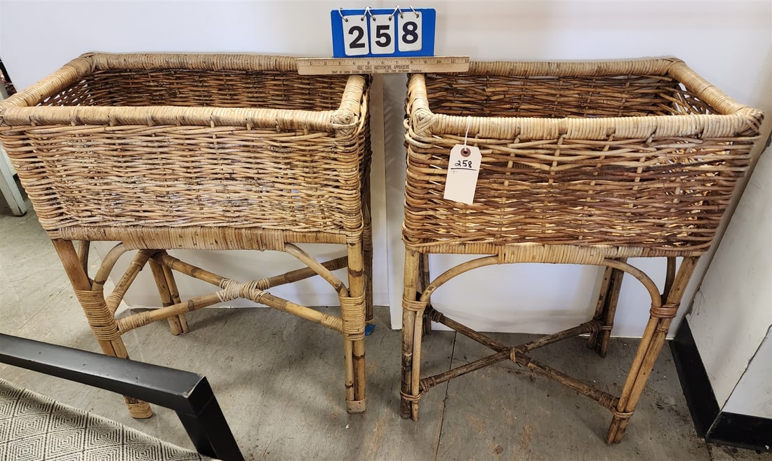 Pr Bamboo Plant Stands 30"H X 20"W X 12"D: Pr Bamboo Plant Stands 30"H X 20"W X 12"D