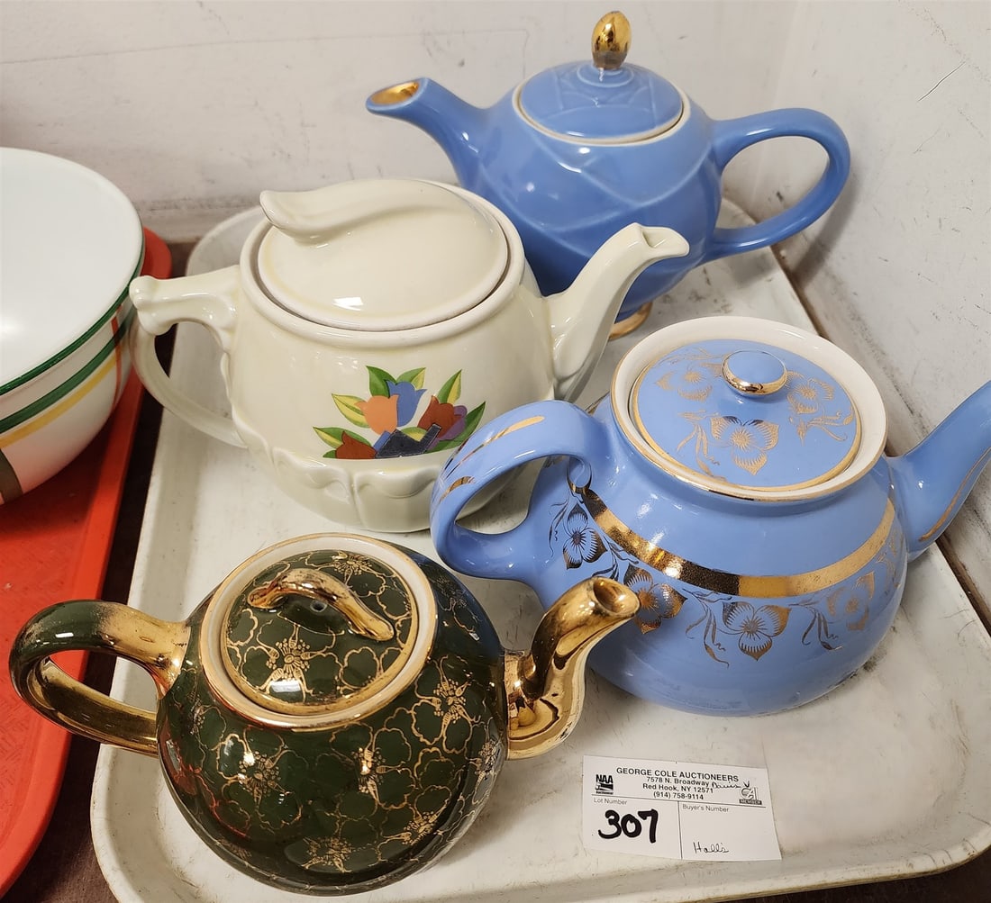 Tray 4 Hall's Tea Pots: Tray 4 Hall's Tea Pots