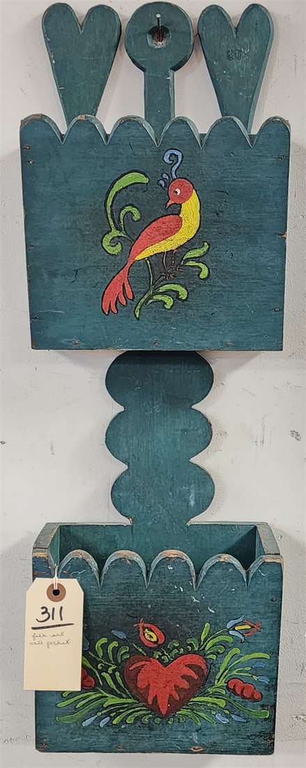 Folk Art Double Wall Pocket 26"H X 8 1/2"W X 4"D (1 of 1)