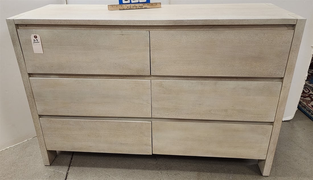 Pickled Oak Wm Sonoma 6 Drawer Chest 3'H X 54"W X 18"D (1 of 2)