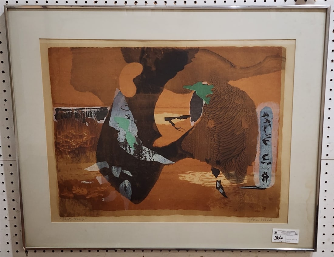 Framed Seriograph "Dark Wings" Pencil Sgnd Sylvia Wald 19  1/2" X 25 1/2" (1 of 1)
