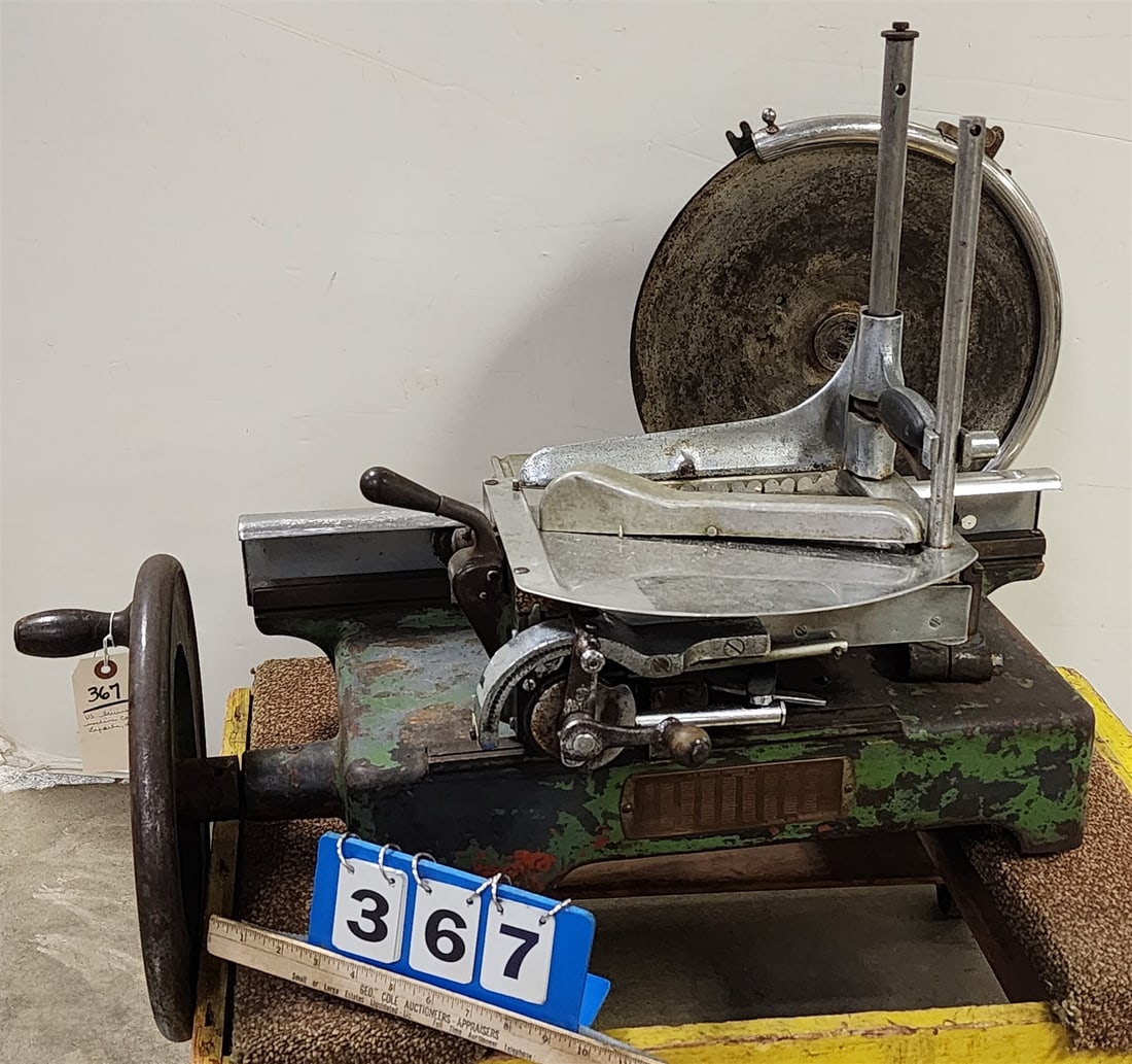 US Slicing Machine Co Laporte Ind Hand Crank Berkel Type Slicer-vintage (1 of 5)